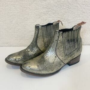 Freebird by Steven Distressed Metallic Gold Chelsea Ankle Boots